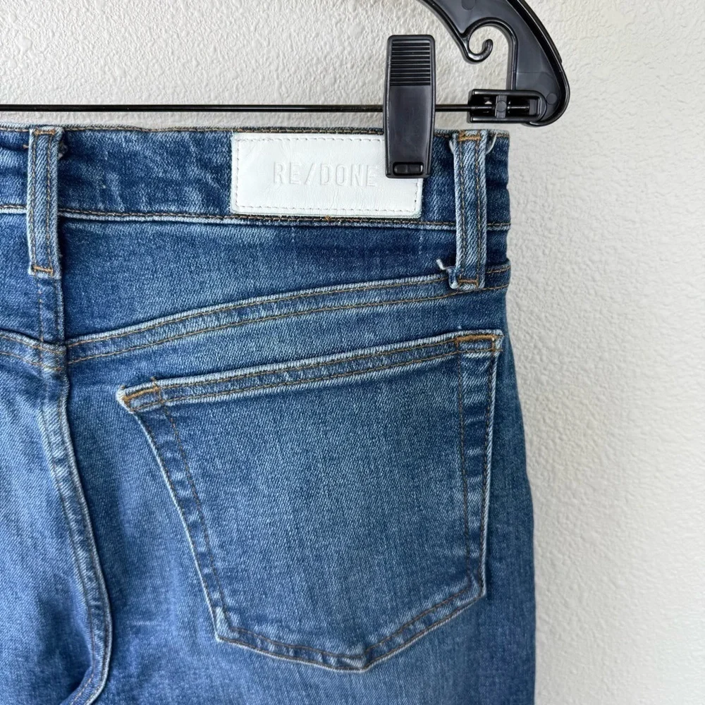 RE/DONE 70s Mid Rise Stove Pipe Jeans Royal Fade Casual Denim Women’s 28